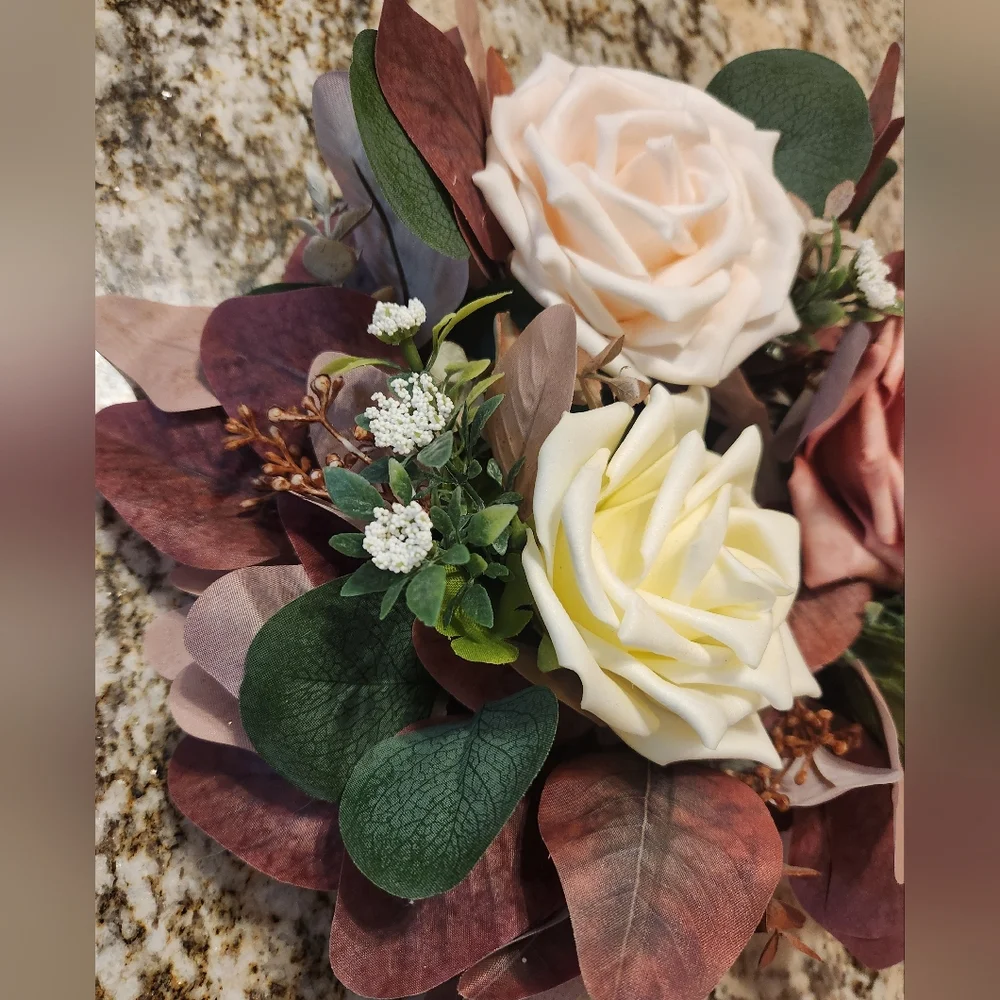 Lings Flowers Centerpiece Arrangement Dusty Rose & Cream Wedding, Baby Shower